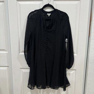 Joie Women's Balloon Sleeve Dress Sheer‎ Black Small S